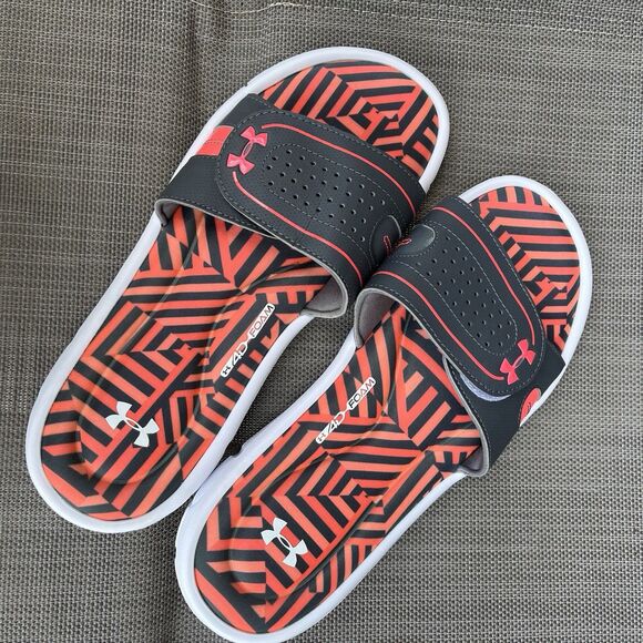 Under Armour Ignite 4D Foam Slides Men’s Size 10 Orange Black Geometric Comfy main image 10